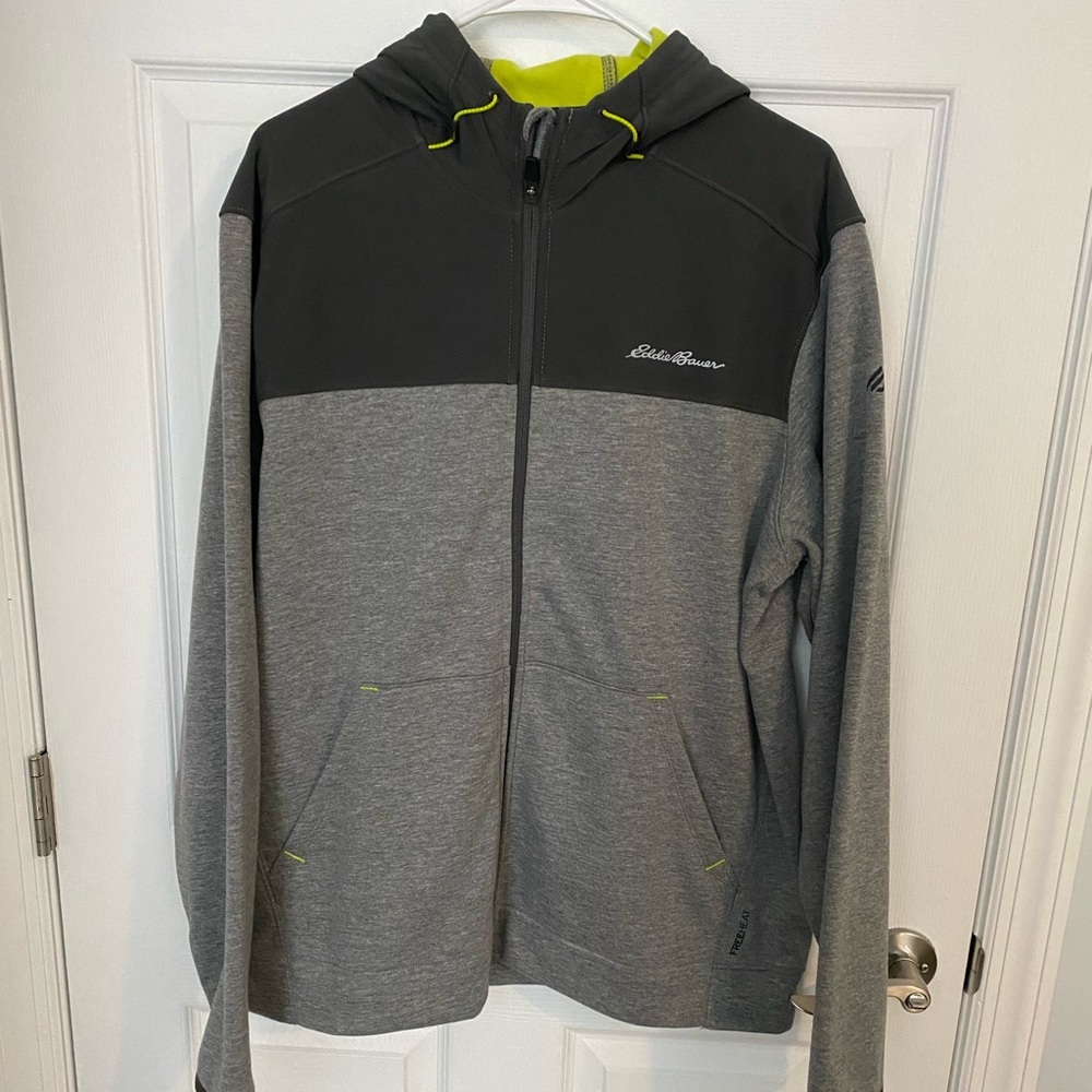 Eddie Bauer Men’s Fleece lined hooded jacket Large